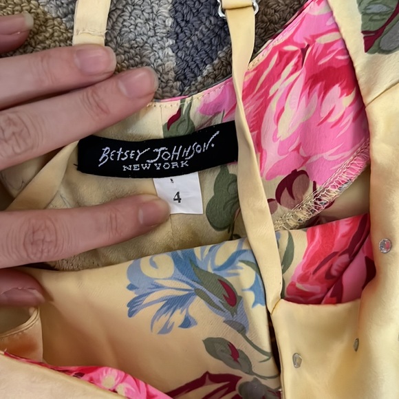 RARE VINTAGE BETSEY JOHNSON RHINESTONE SILK FLORAL MIDI MAXI SLIP DRESS XS S 2 4 - Picture 3 of 11